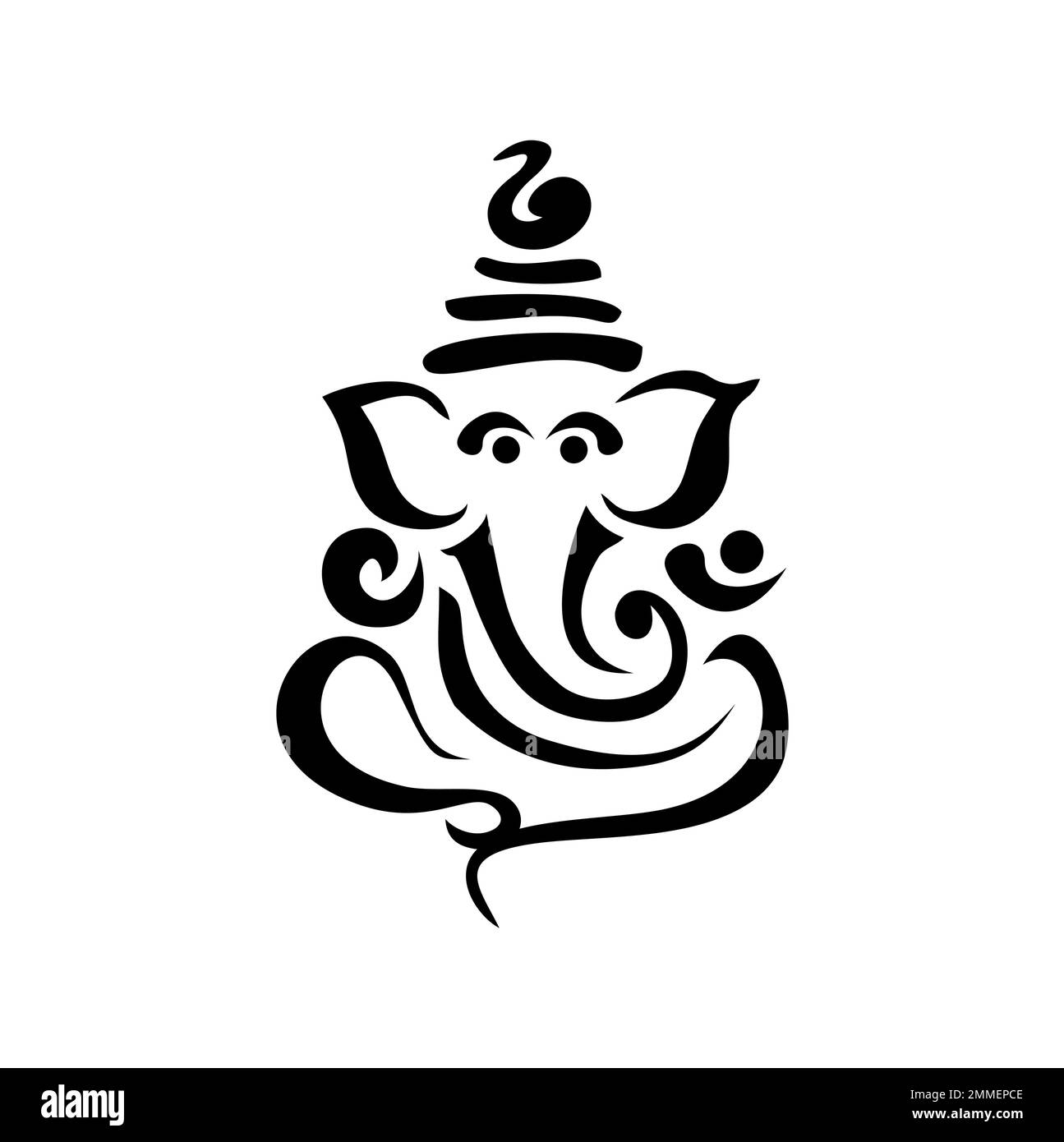 lord Ganesh. Ganesh Puja. Ganesh Chaturthi. It is used for postcards, prints, textiles, tattoo. Ornament with God Ganesha. Illustration of Happy Ganes Stock Vector