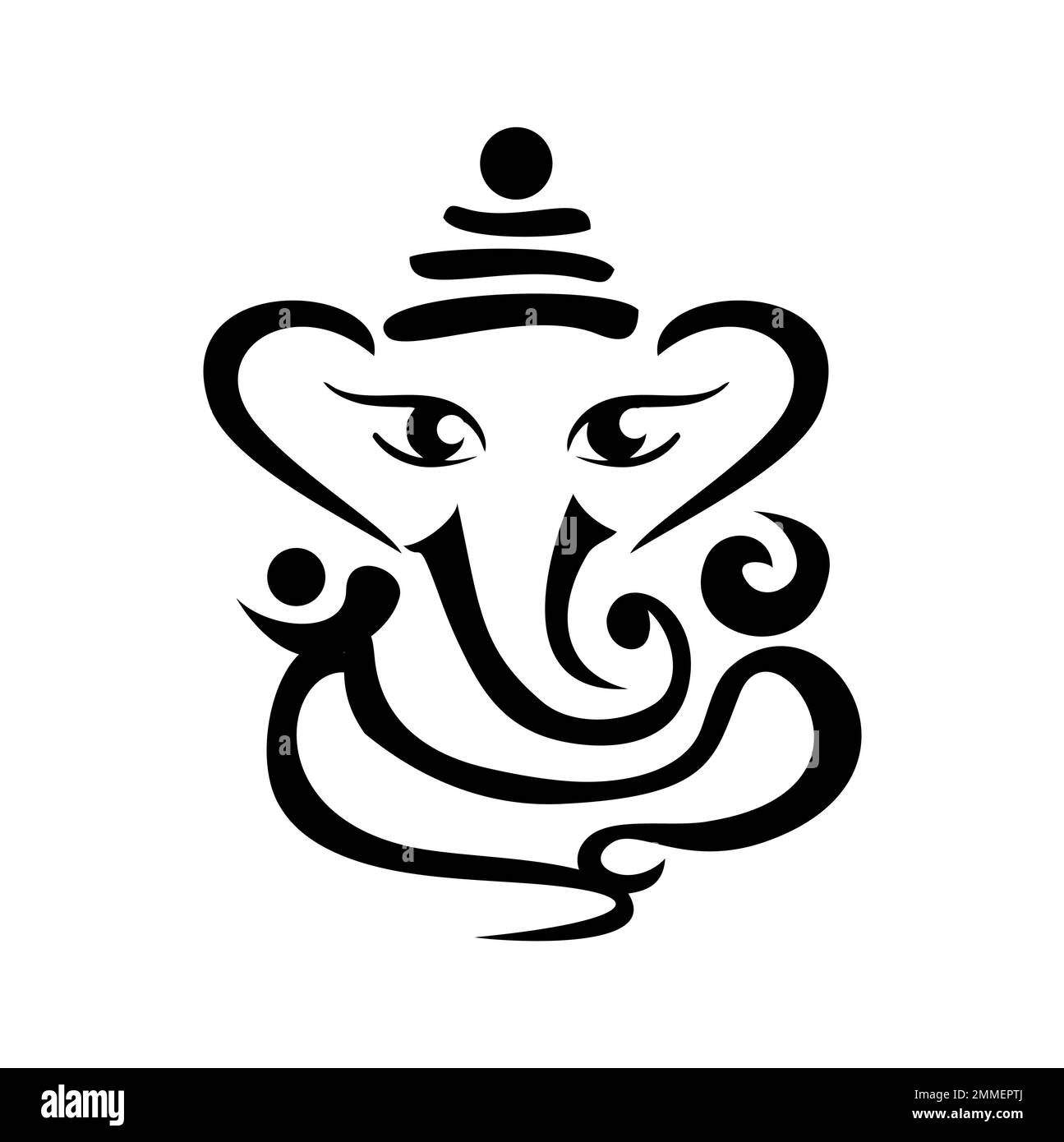 lord Ganesh. Ganesh Puja. Ganesh Chaturthi. It is used for postcards, prints, textiles, tattoo. Ornament with God Ganesha. Illustration of Happy Ganes Stock Vector