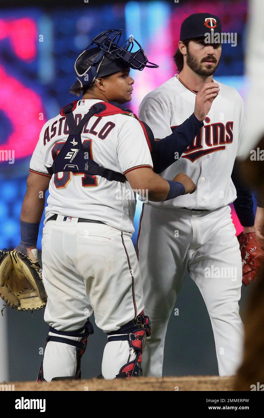 CLEVELAND, OH - APRIL 28: Willians Astudillo (64) of the Minnesota Twins  looks up after hitting a solo home run in the third inning of a game  against Stock Photo - Alamy