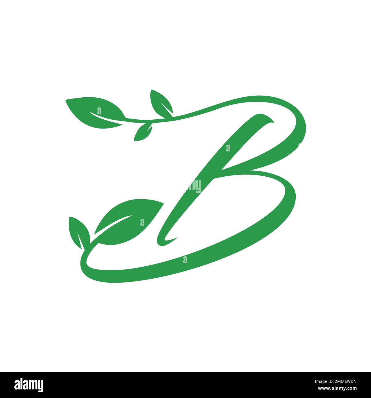 Letter B, green leaves summer vector alphabet. The simple logo of letter B  green color. Isolated illustration on white background Stock Vector Image &  Art - Alamy
