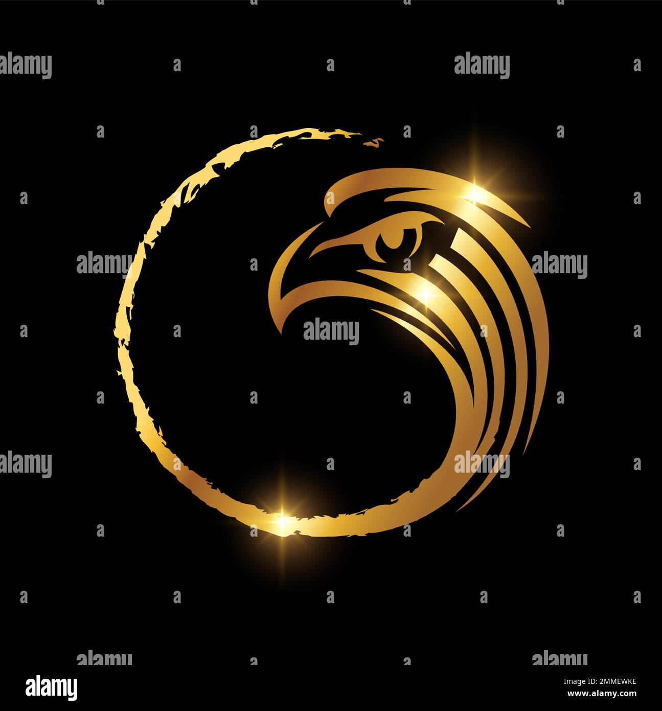 A royal vector illustration of Luxury Golden Eagle Circle Logo Sign in ...
