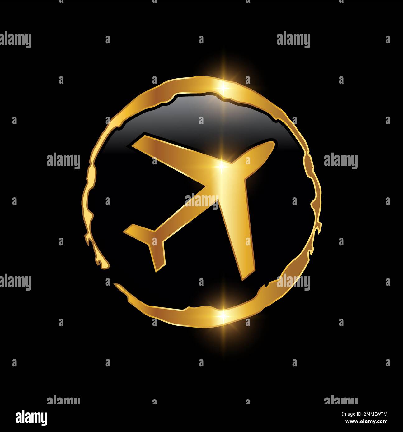 A vector illustration of Golden Plane Travel Tourism Logo Sign Stock Vector