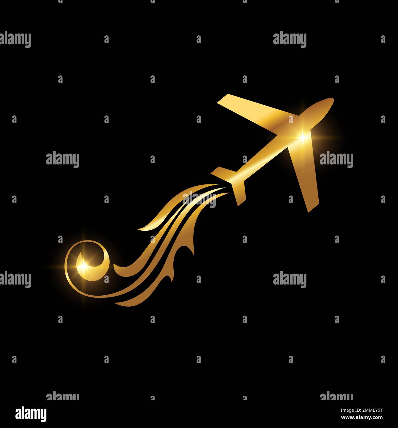 A vector illustration of Golden Plane Travel Tourism Logo Sign Stock Vector