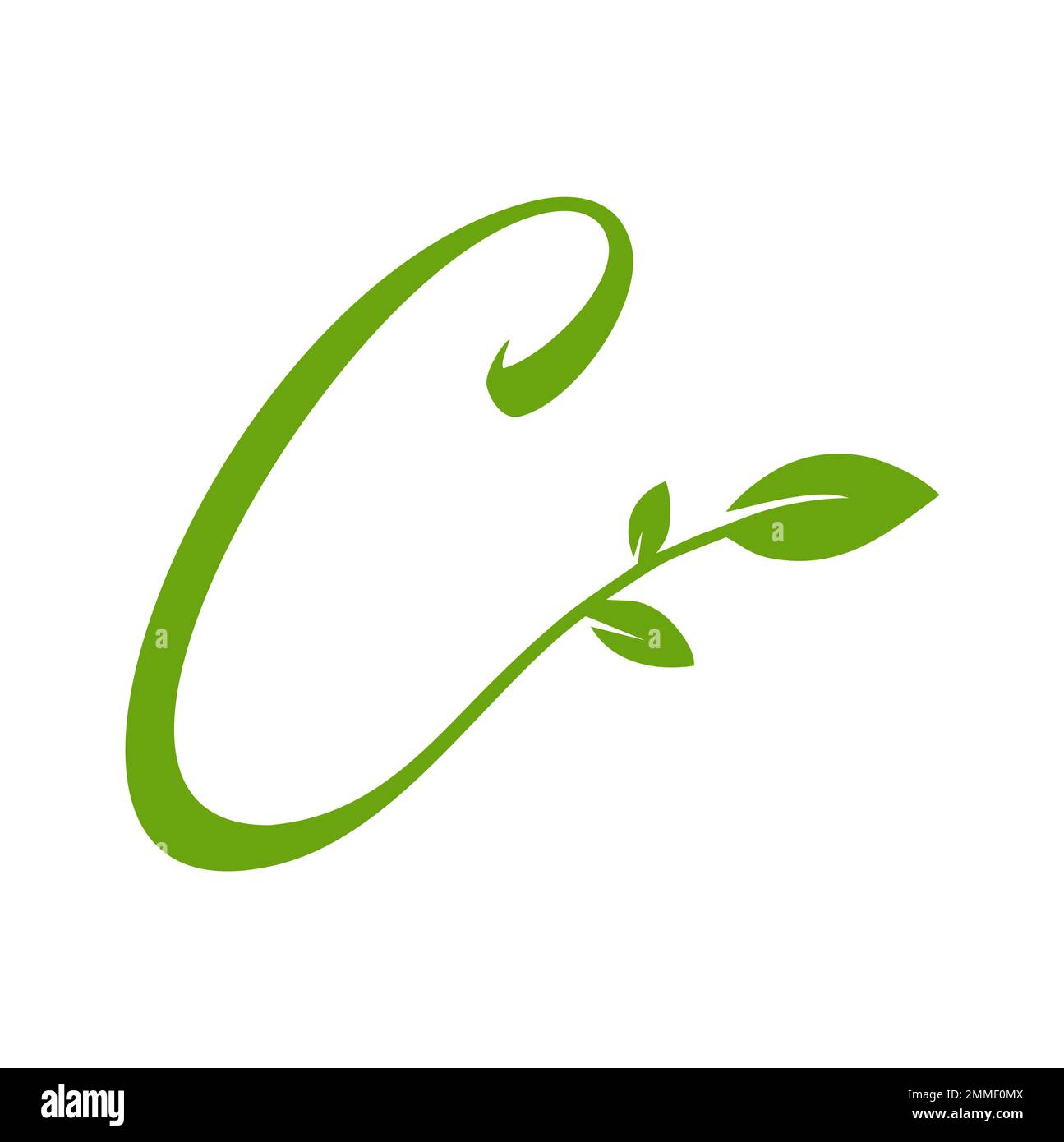 A Vector Illustration Of Letter C Leaf Monogram Initial Logo Stock