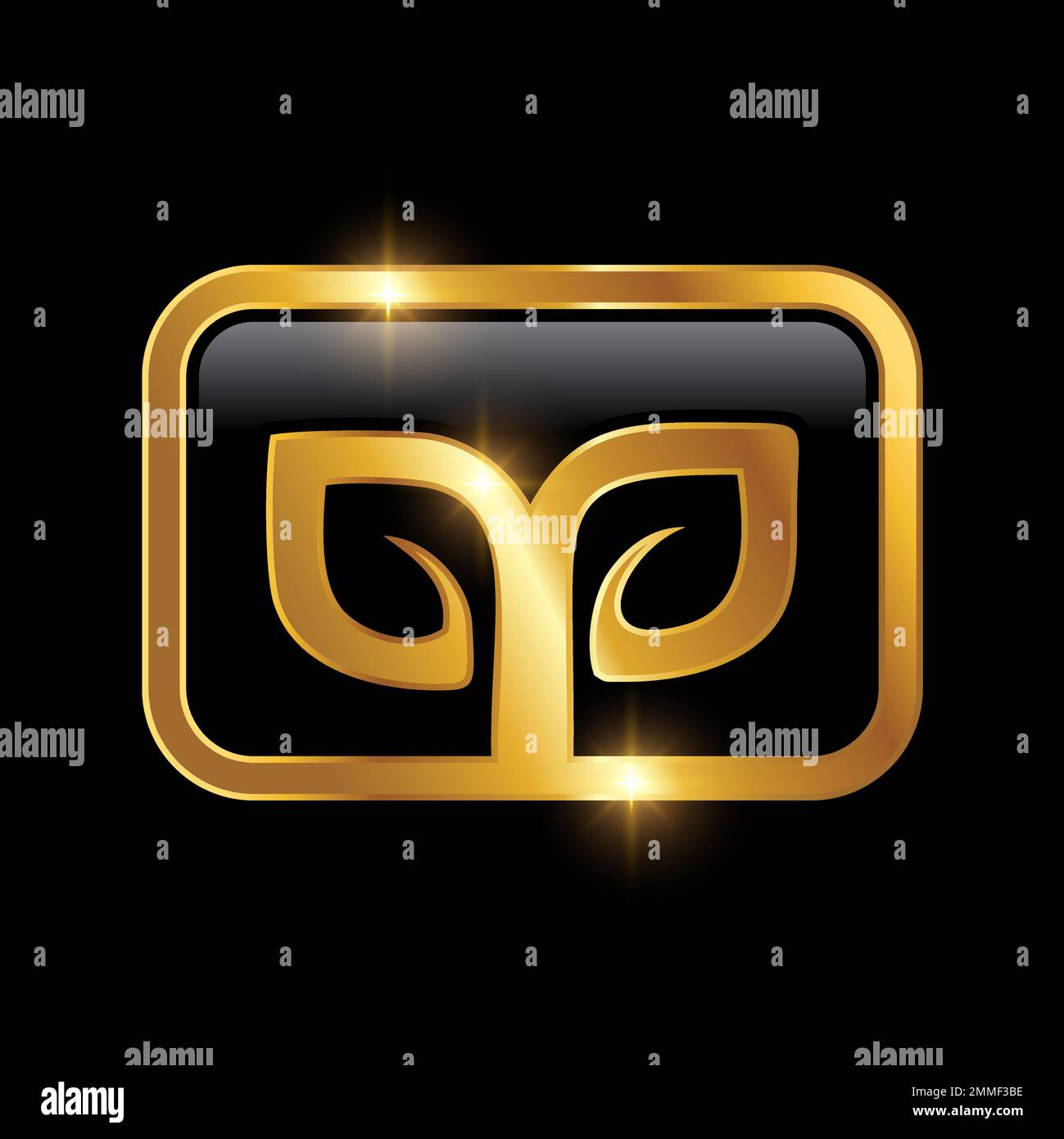 A vector Illustration of Golden Leaf Luxury Royal Logo Sign in black ...