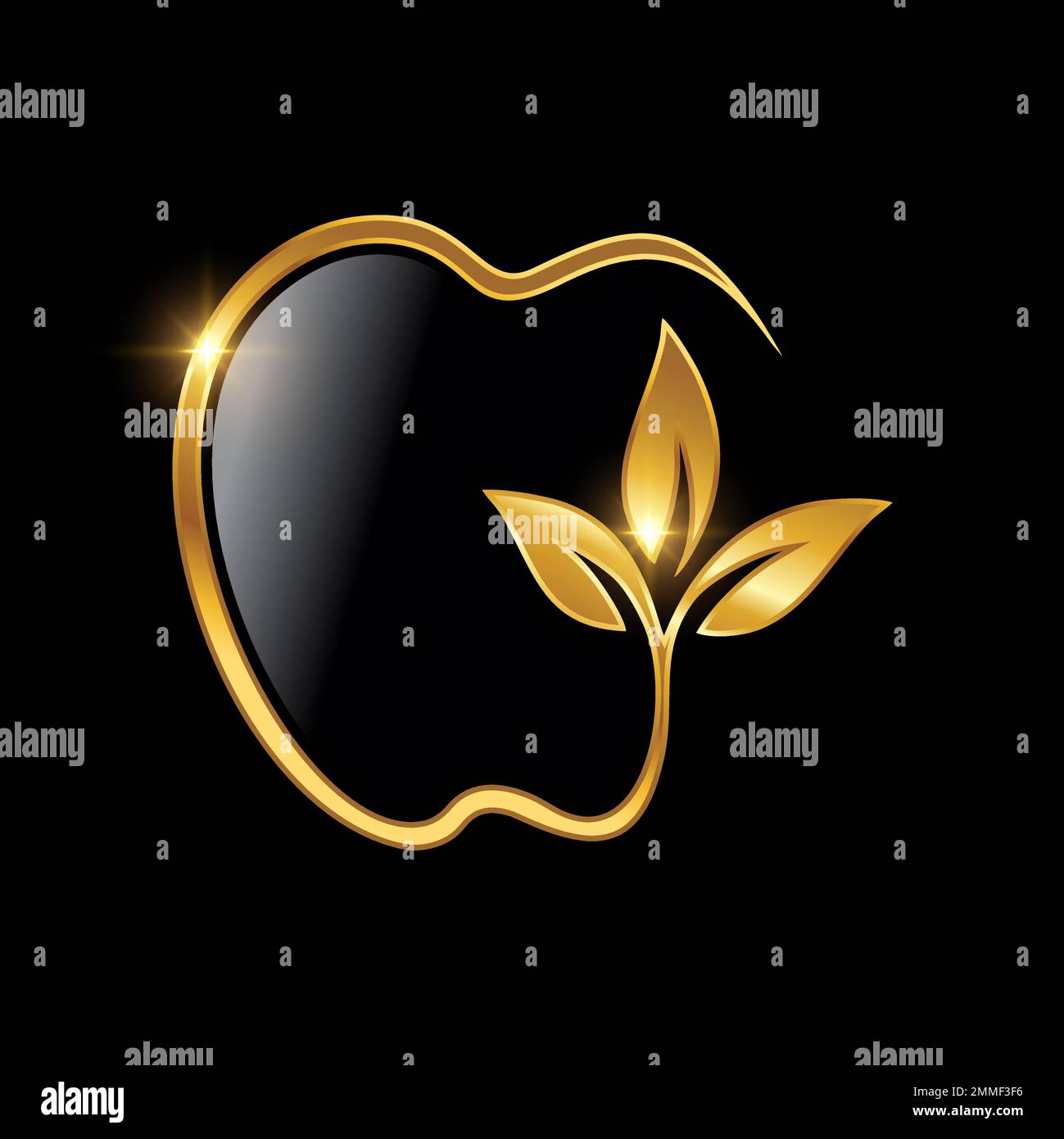 A vector Illustration of Golden Leaf Luxury Royal Logo Sign in black ...