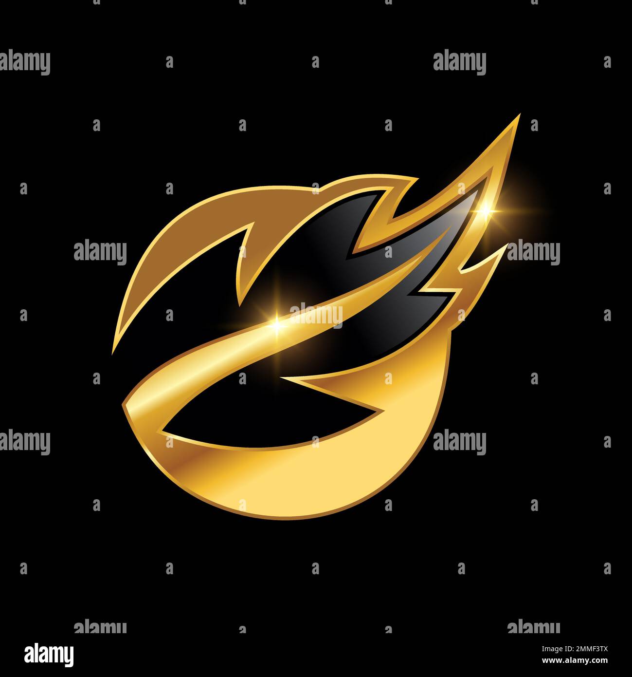 A vector Illustration of Golden Leaf Luxury Royal Logo Sign in black ...