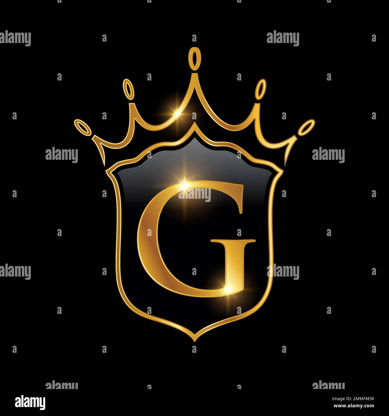 Initial G monogram alphabet with a crown. Royal King queen luxury ...