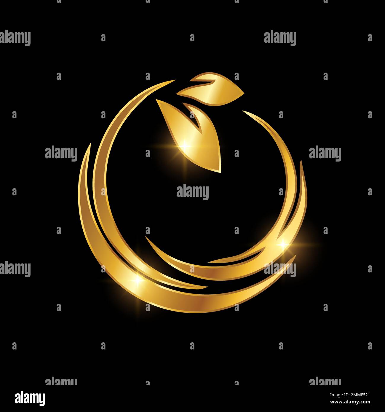 A vector Illustration of Golden Leaf Luxury Royal Logo Sign in black ...