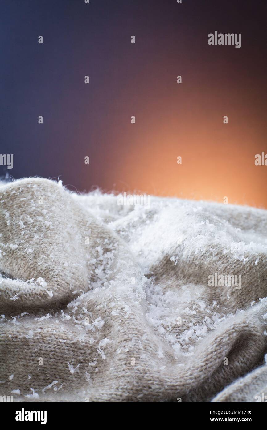 Snow placed on wool sweater Stock Photo Alamy