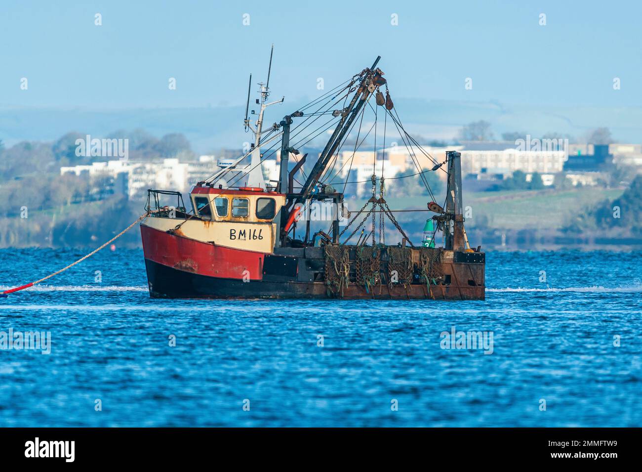 Crab Fishing Boat on River Exe, Dawlish Warren, Exmouth, Devon, England Stock Photo