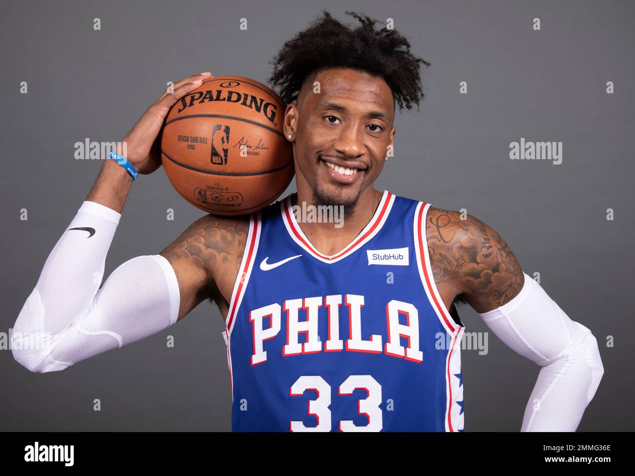 Philadelphia 76ers' Robert Covington poses for a photograph during