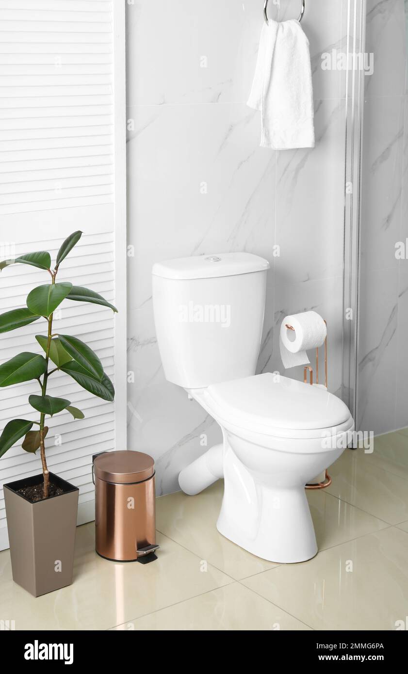 Ceramic toilet bowl in modern bathroom interior Stock Photo - Alamy