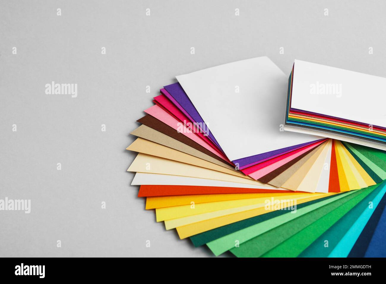 Color palettes on light grey background, closeup Stock Photo Alamy
