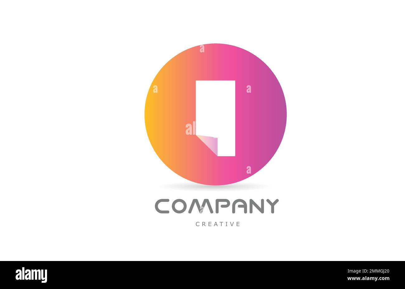 pink yellow I geometric alphabet letter logo icon design with folded ...