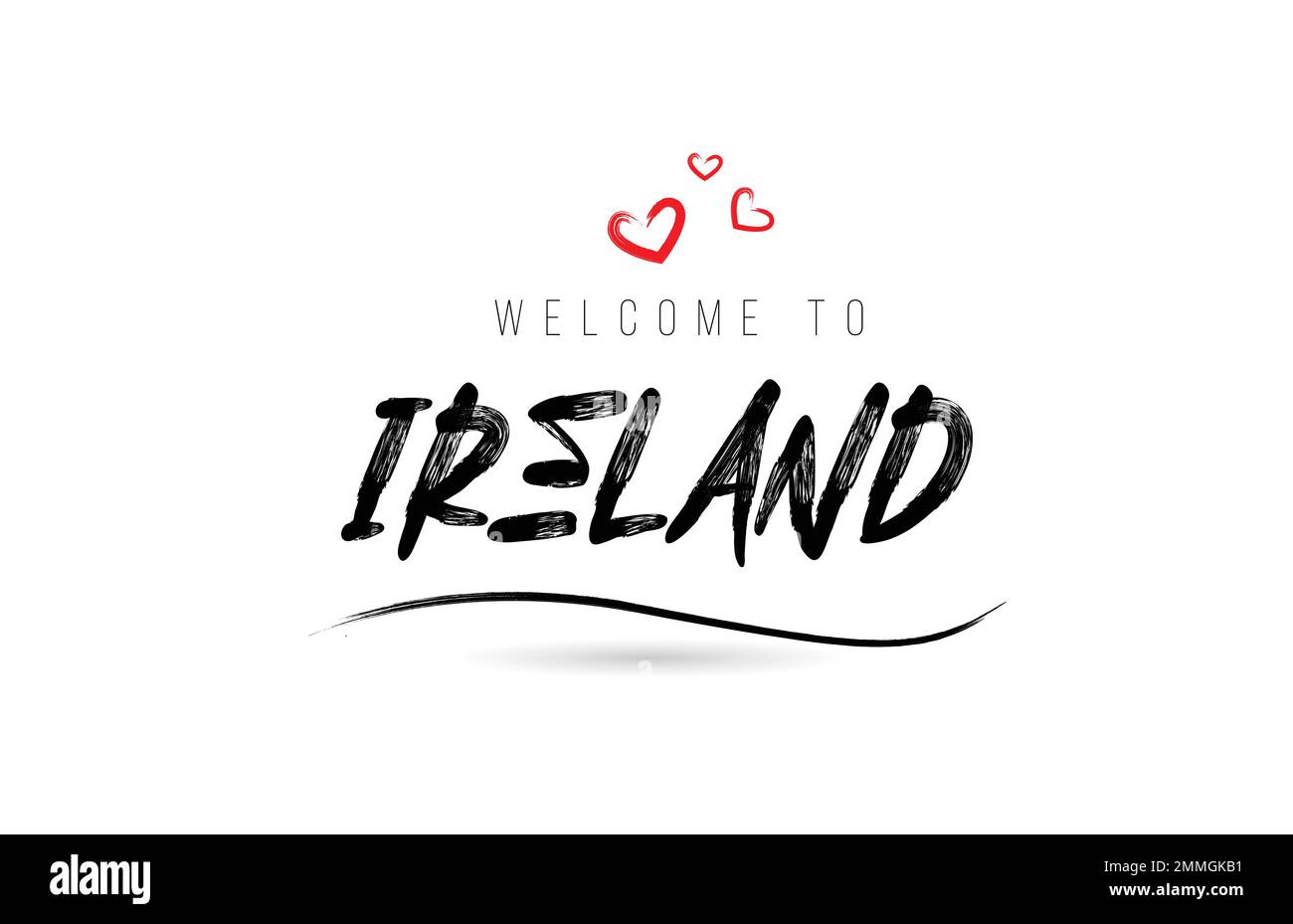 to IRELAND country text typography with red love heart and