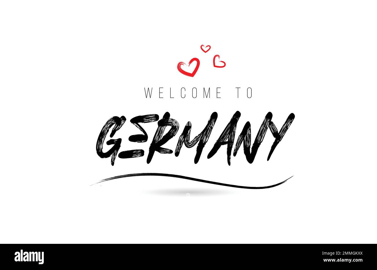 to GERMANY country text typography with red love heart and black name. Creative