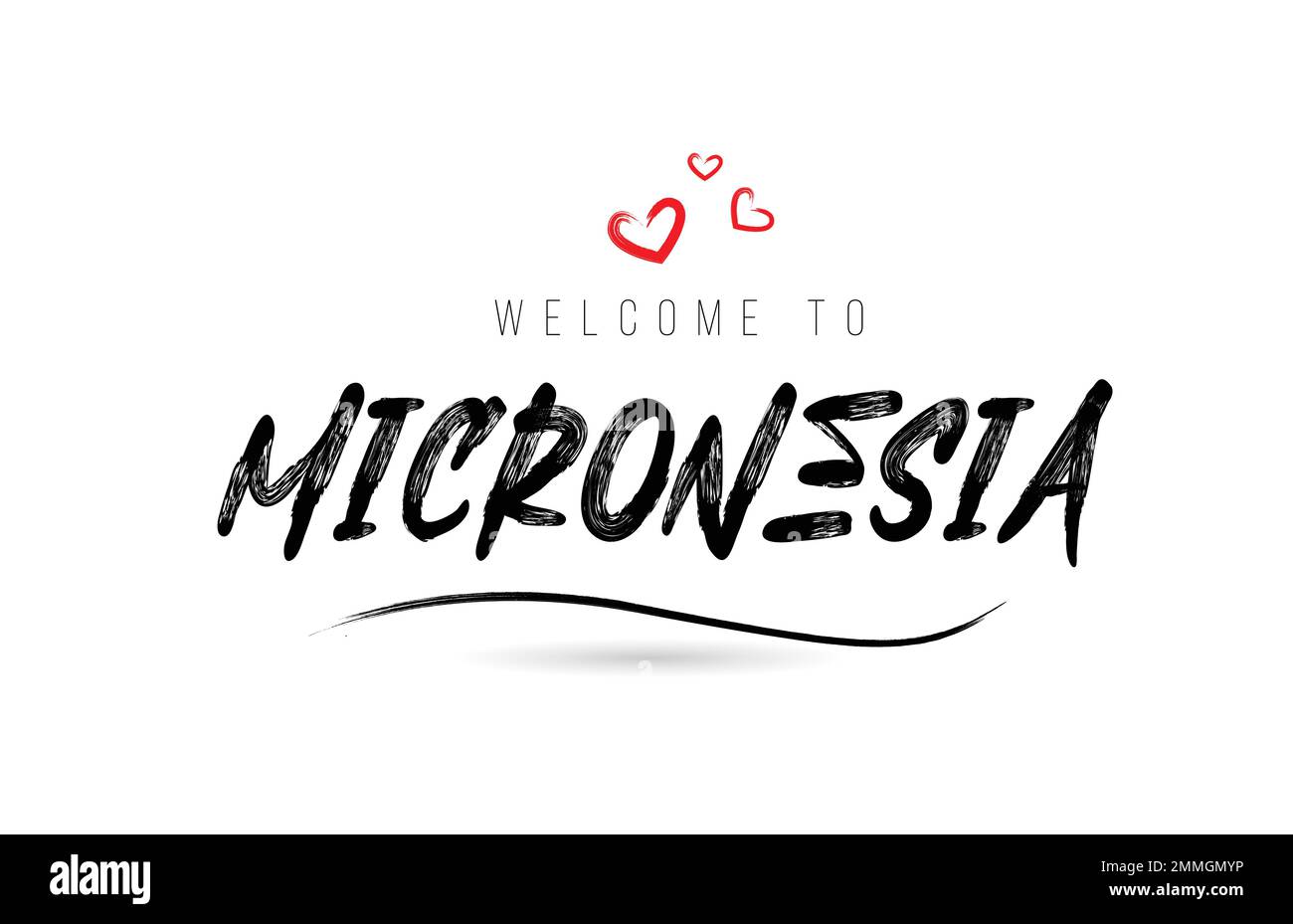 to MICRONESIA country text typography with red love heart and