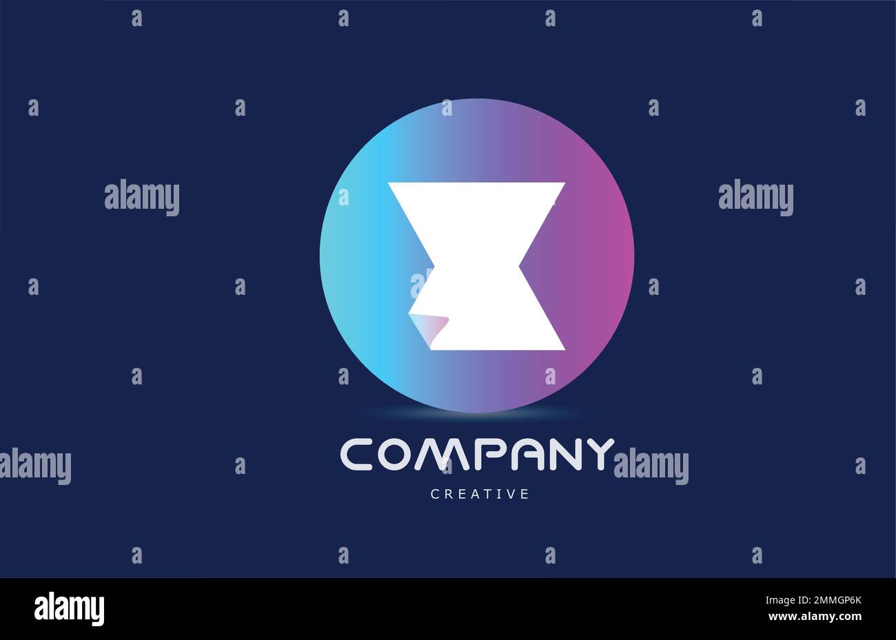 pink blue X geometric alphabet letter logo icon design with folded ...
