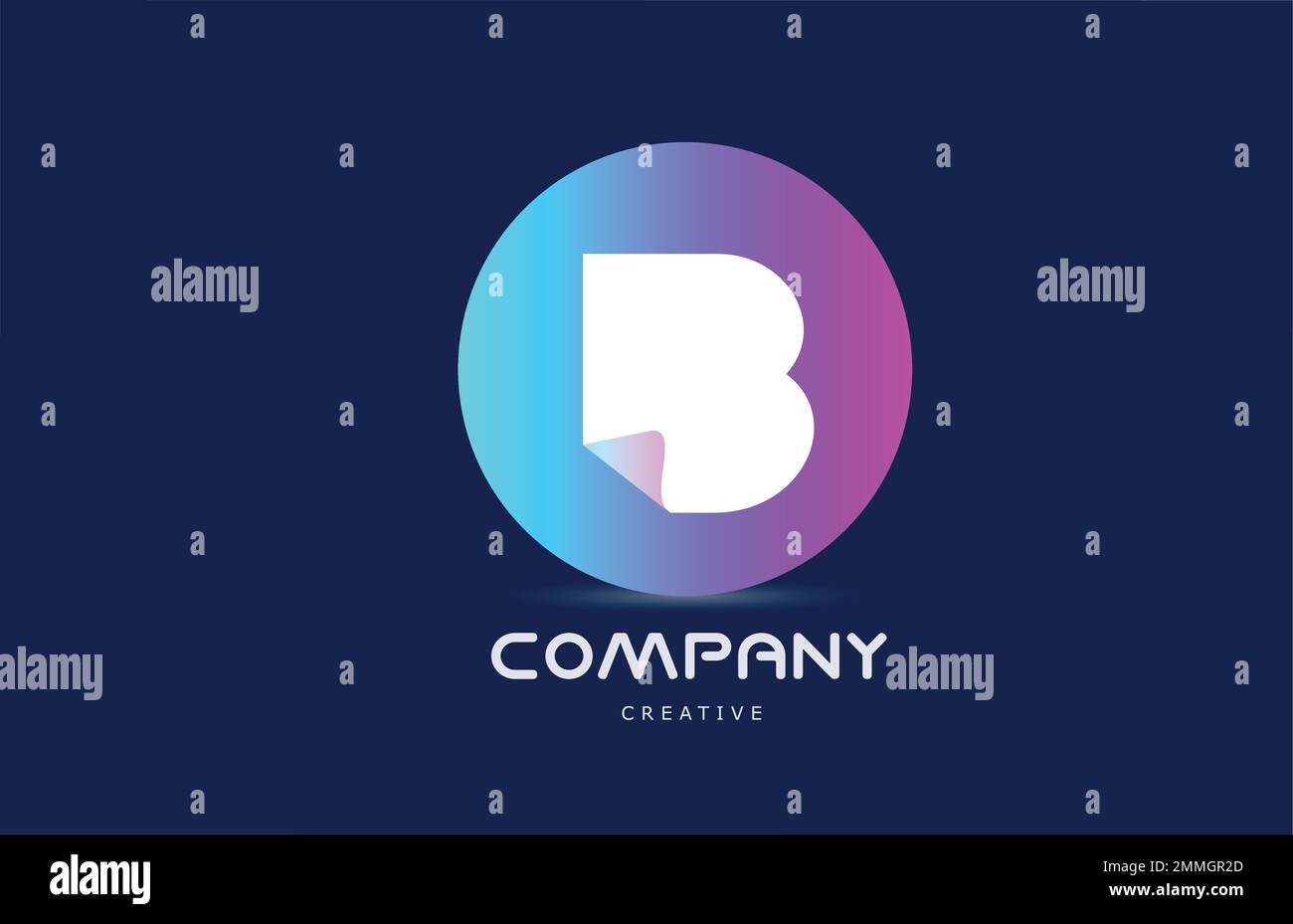 pink blue B geometric alphabet letter logo icon design with folded ...