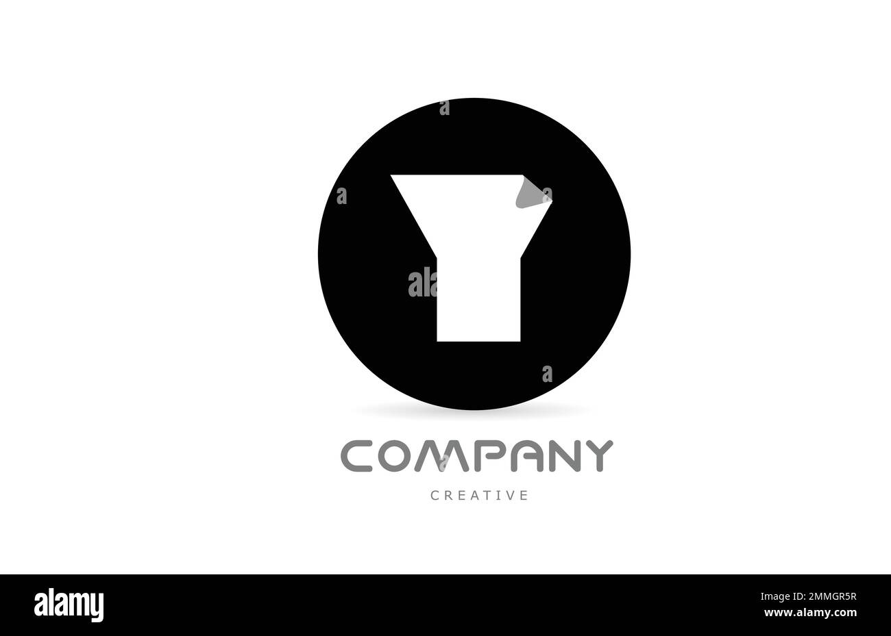 Y black and white geometric alphabet letter logo icon design with ...