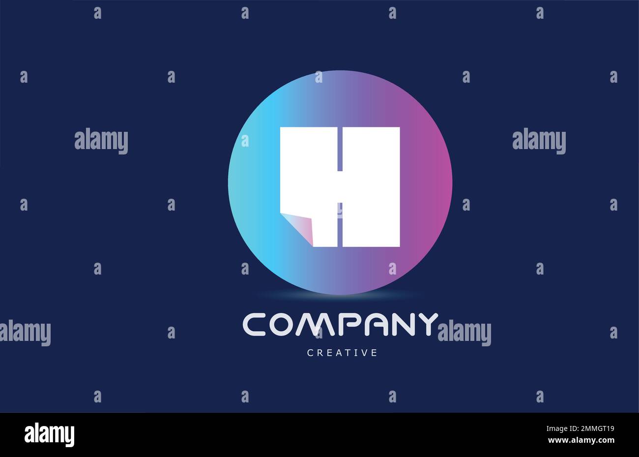 pink blue H geometric alphabet letter logo icon design with folded ...