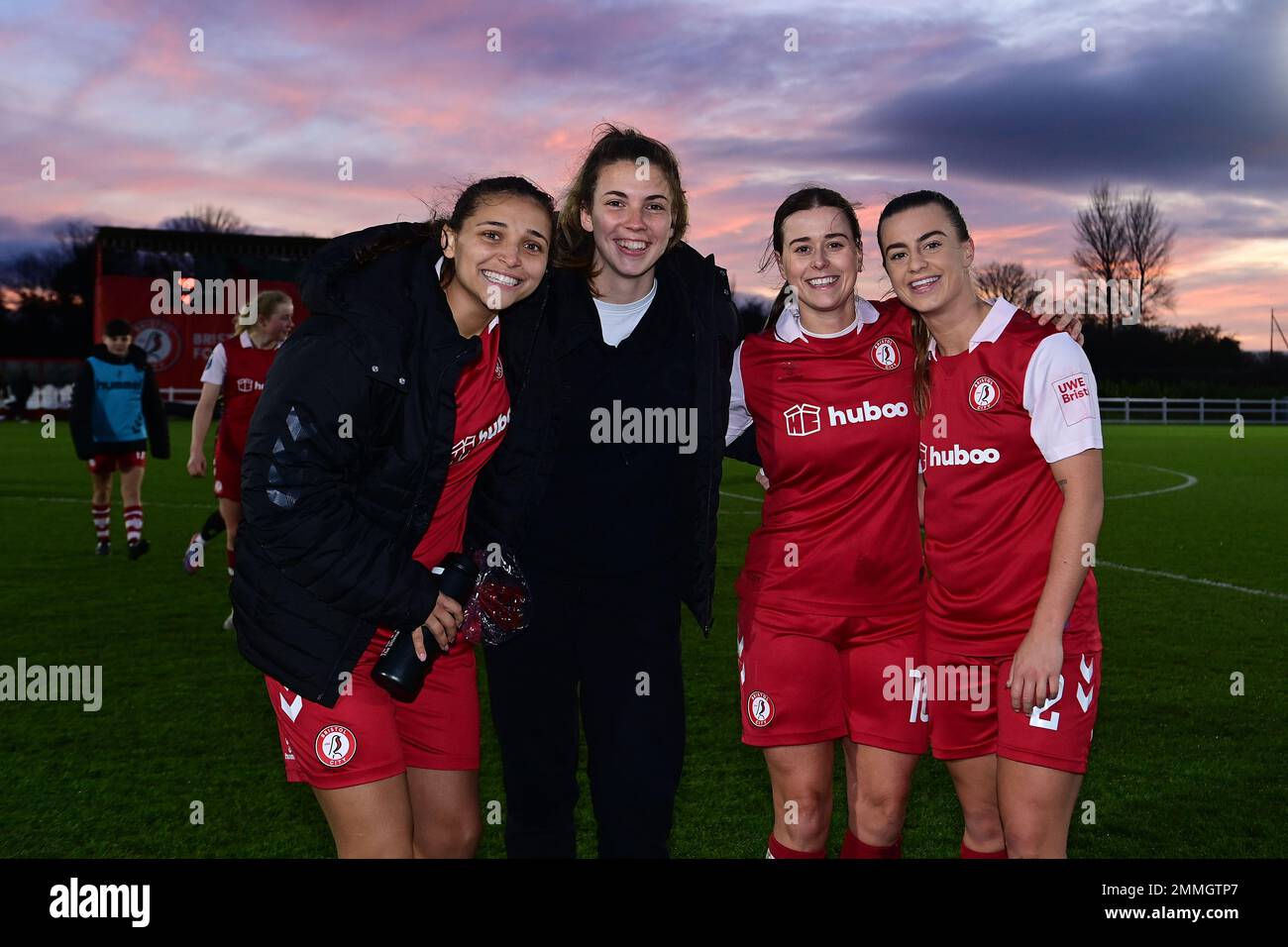 Bristol, UK. 29th January, 2023. Abi Harrison, Liv Clarke, Chloe Bull and Ella Powell of Bristol City Women  - Mandatory by-line: Ashley Crowden  - 29/01/2023 - FOOTBALL - Robins High Performance Centre - Bristol, England - Bristol City Women vs Oxford United Women - The Women's FA Cup - Fourth Round Credit: Ashley Crowden/Alamy Live News Stock Photo