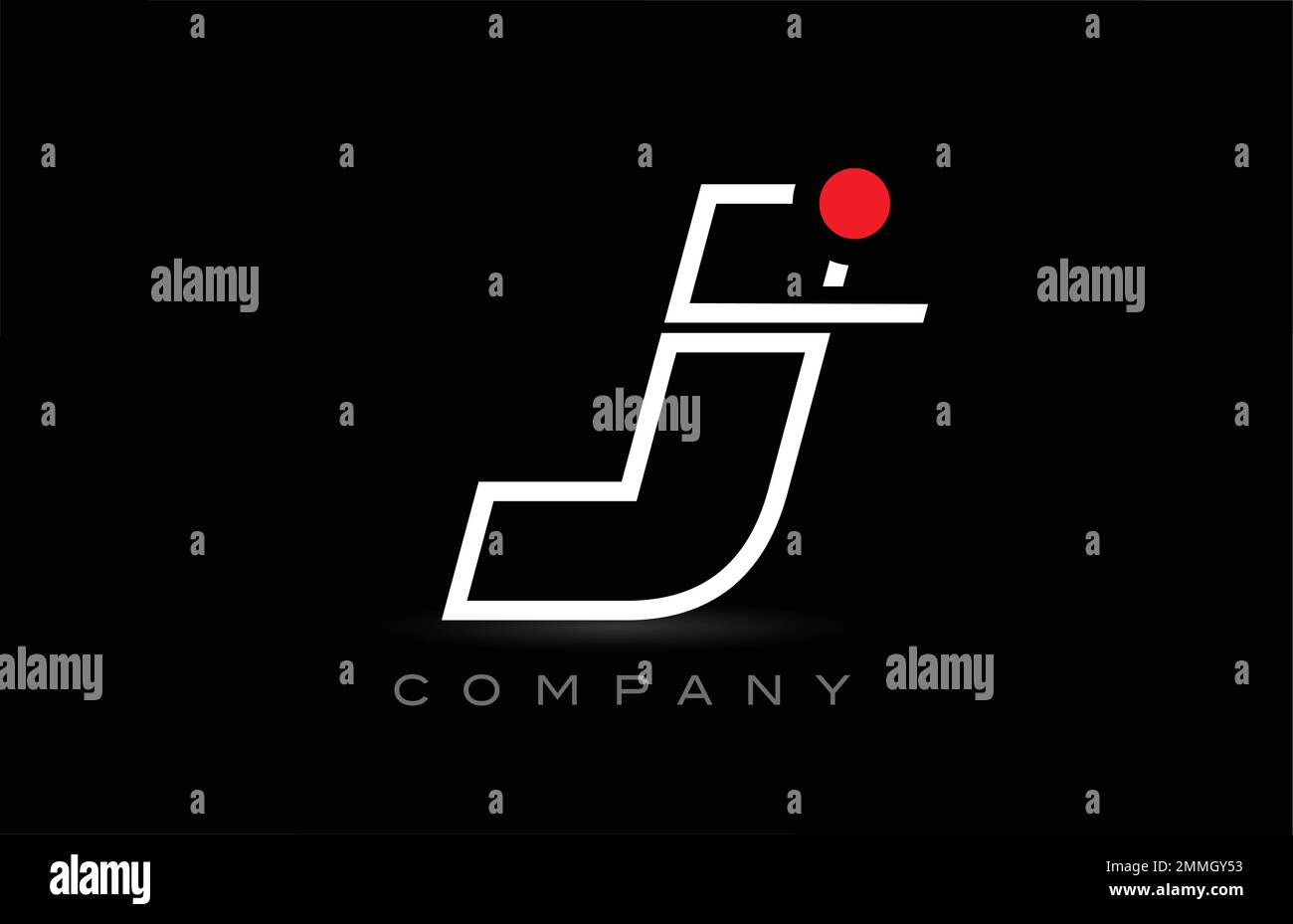 red dot J alphabet letter logo icon design on black background ...
