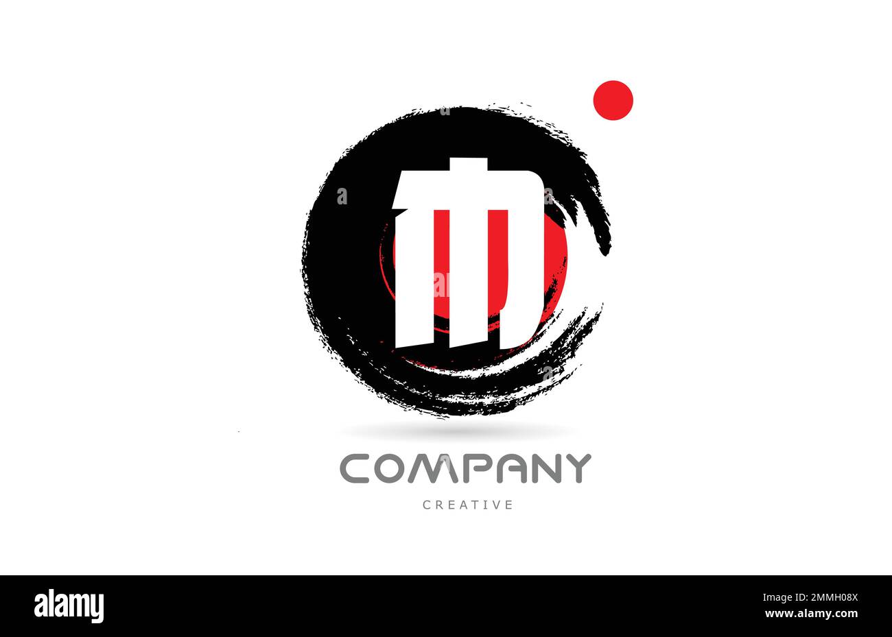 grunge M alphabet letter logo icon design with japanese style lettering ...