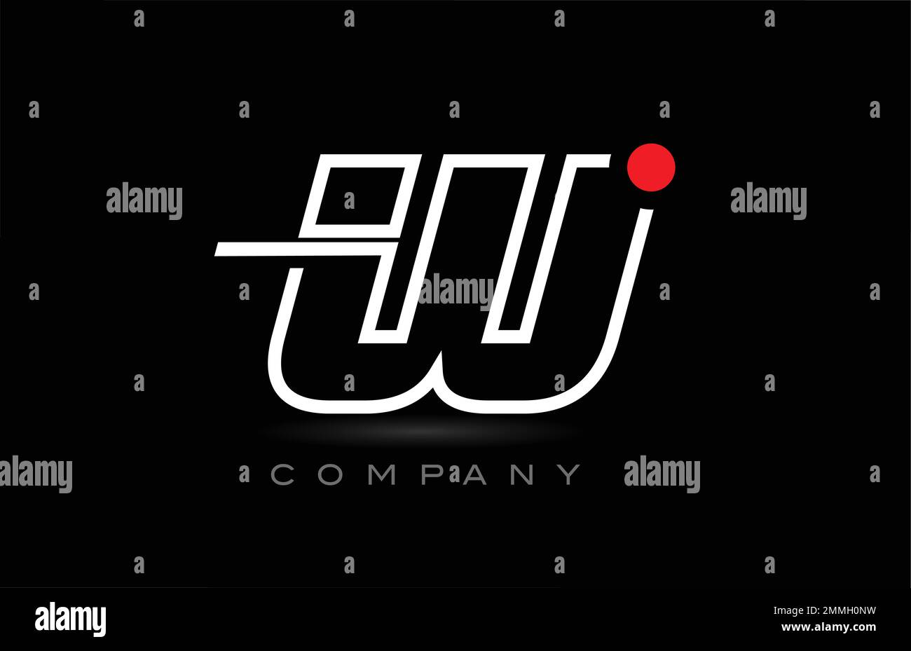 red dot W alphabet letter logo icon design on black background ...