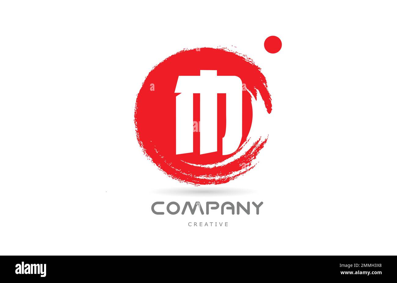 red M grunge alphabet letter logo icon design with japanese style ...