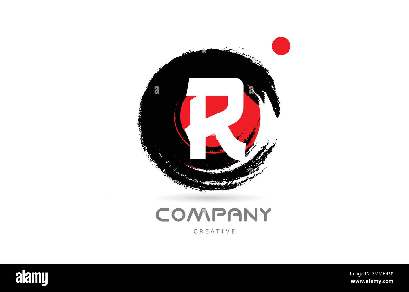 grunge R alphabet letter logo icon design with japanese style lettering