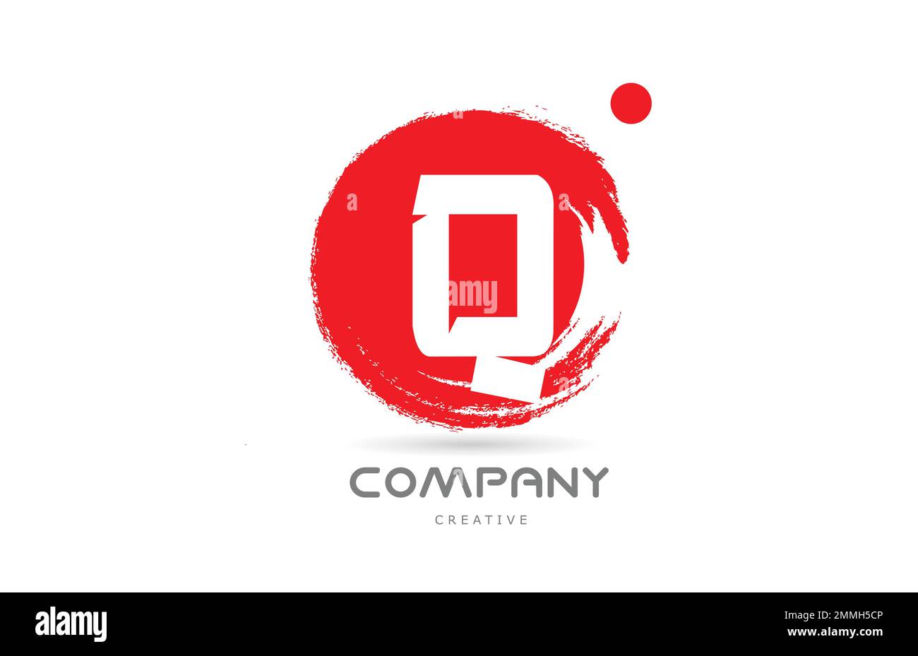 red Q grunge alphabet letter logo icon design with japanese style