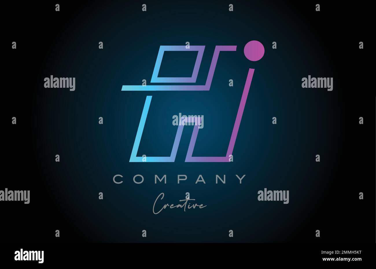 pink and blue H alphabet letter logo icon design with dot. Creative ...