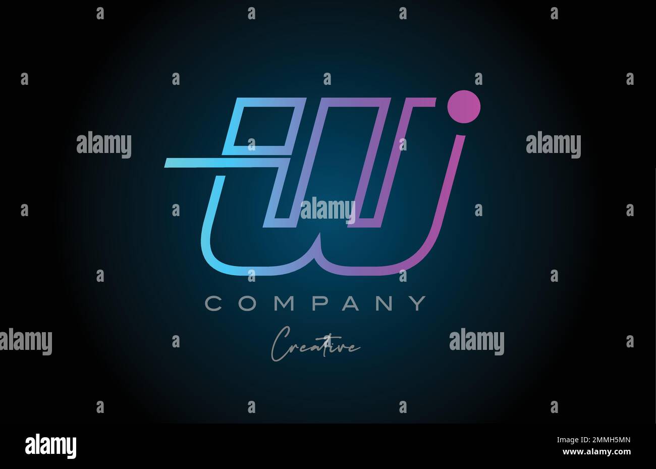 pink and blue W alphabet letter logo icon design with dot. Creative ...