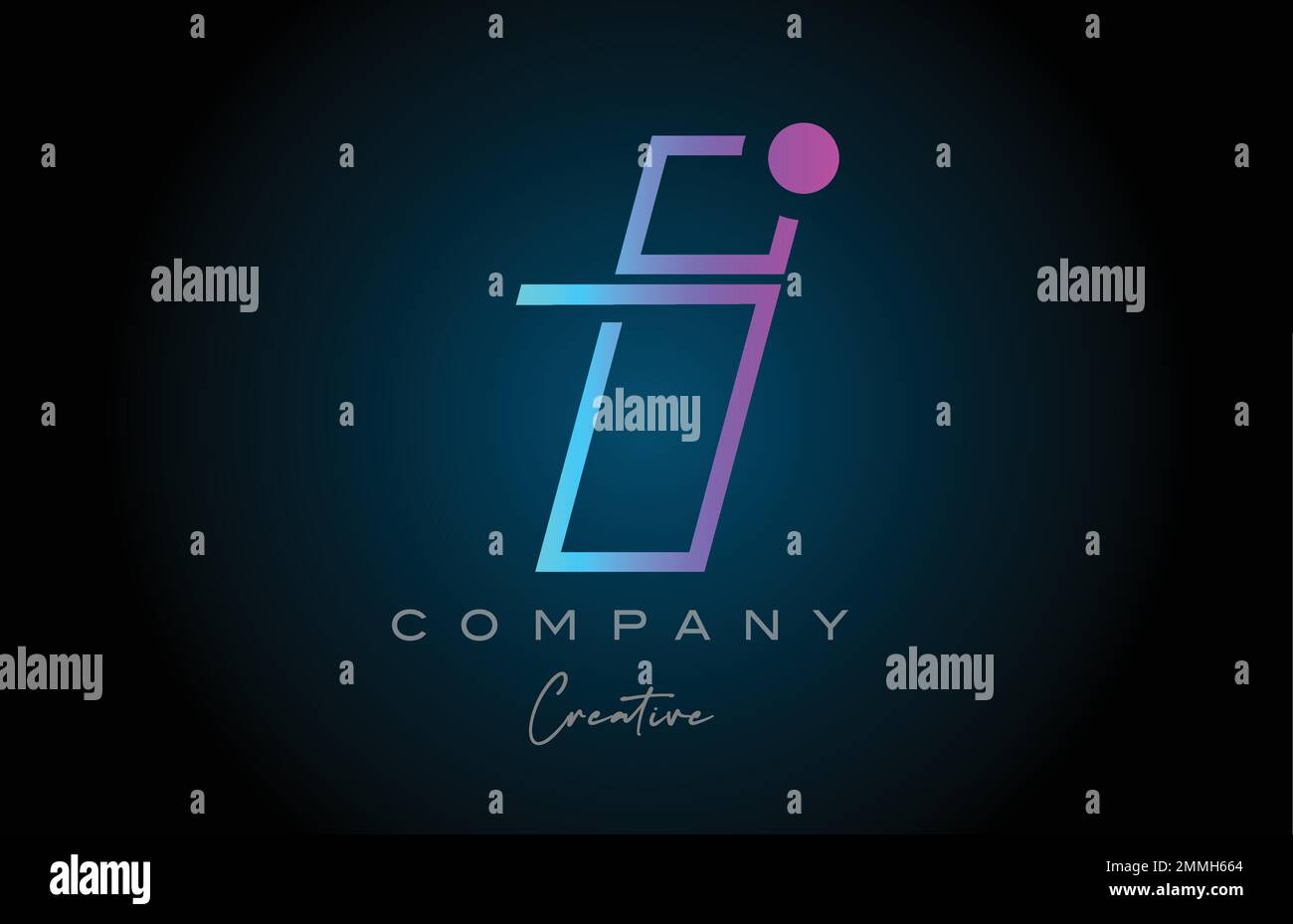 pink and blue I alphabet letter logo icon design with dot. Creative ...