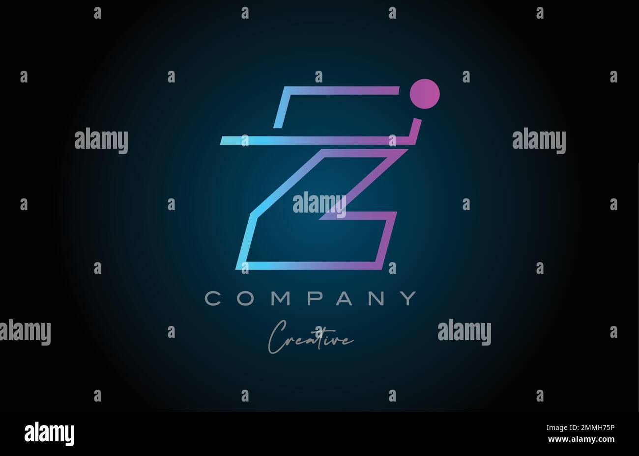 pink and blue Z alphabet letter logo icon design with dot. Creative ...