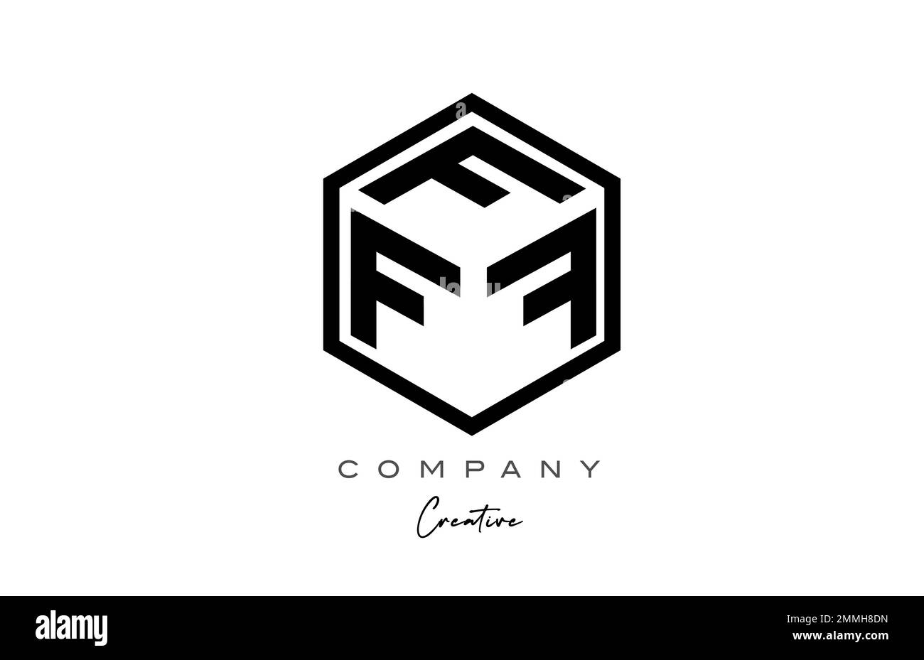 three letter cube F alphabet letter logo icon design with polygon ...