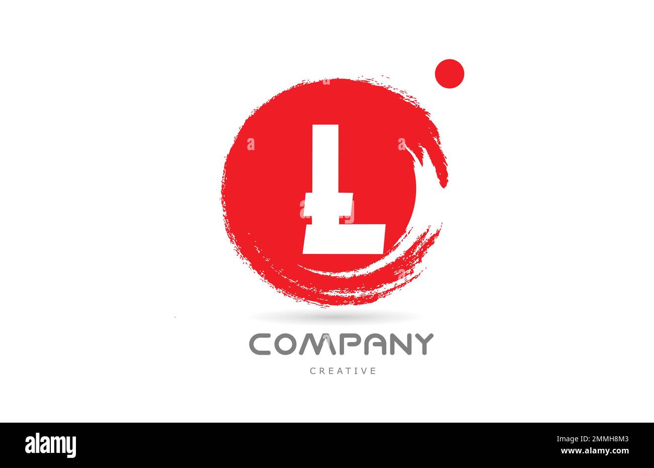 red L grunge alphabet letter logo icon design with japanese style lettering. Creative template for company Stock Vector