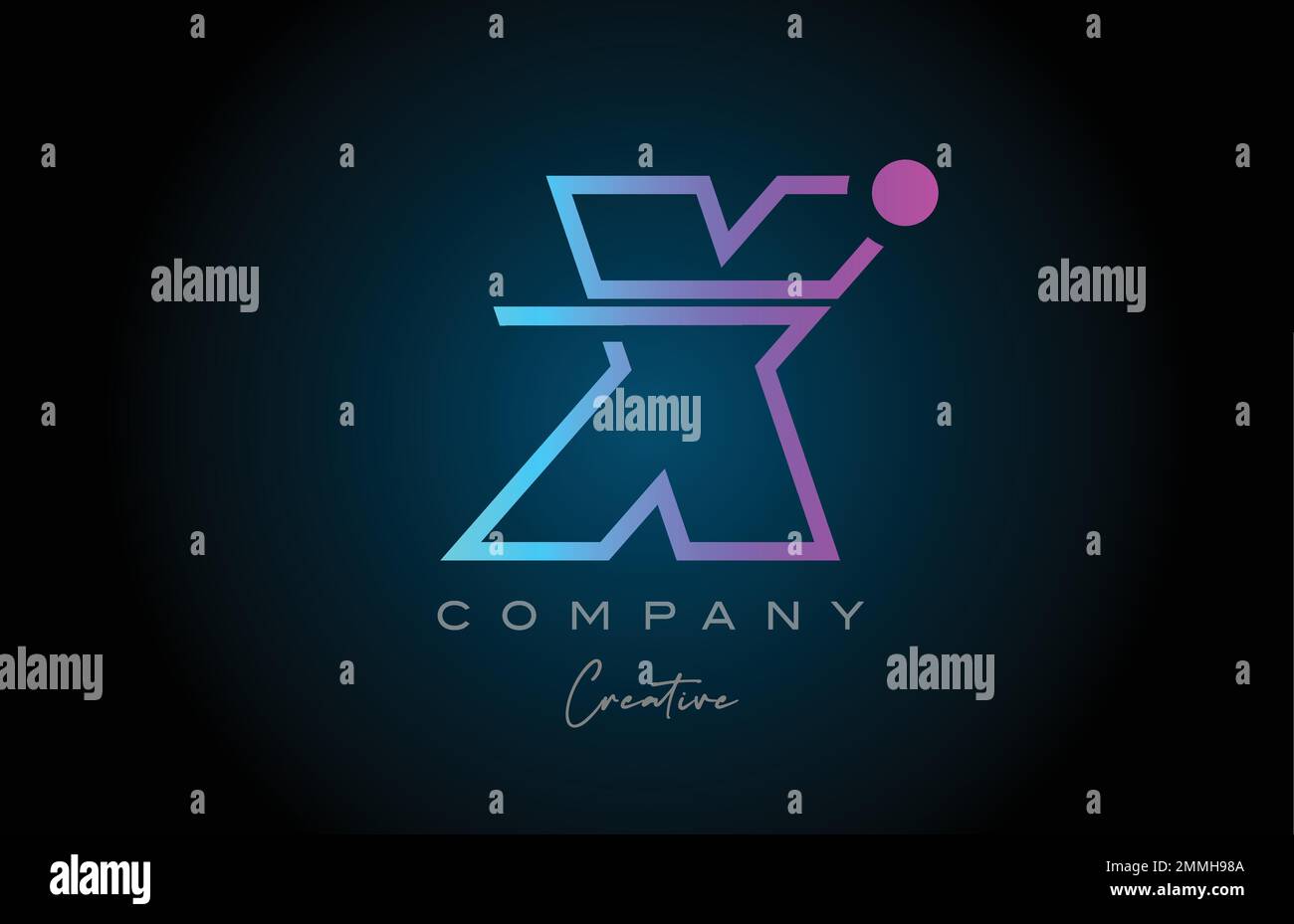 pink and blue X alphabet letter logo icon design with dot. Creative ...