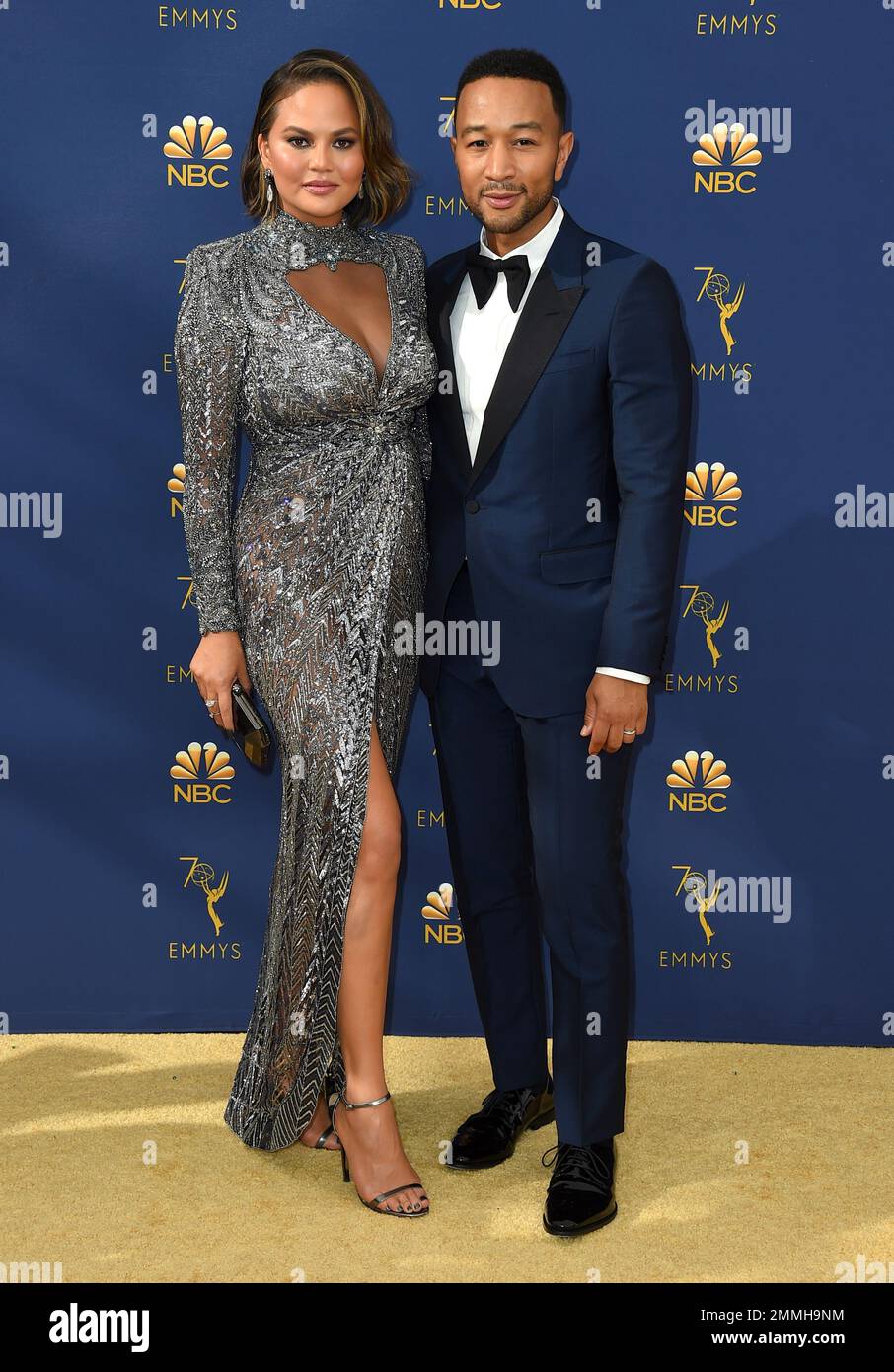 Chrissy Teigen, left, and John Legend arrive at the 70th Primetime Emmy