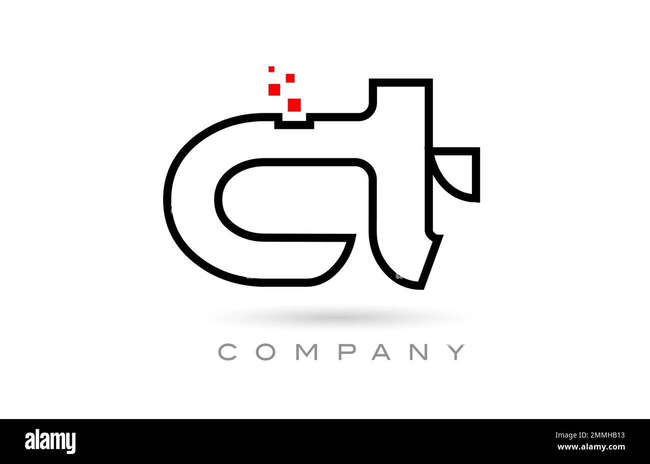 CT connected alphabet letter logo icon combination design with dots and ...