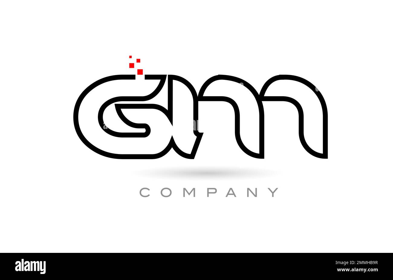 GM G M Logo Design with Black and White Creative Icon Text Letter