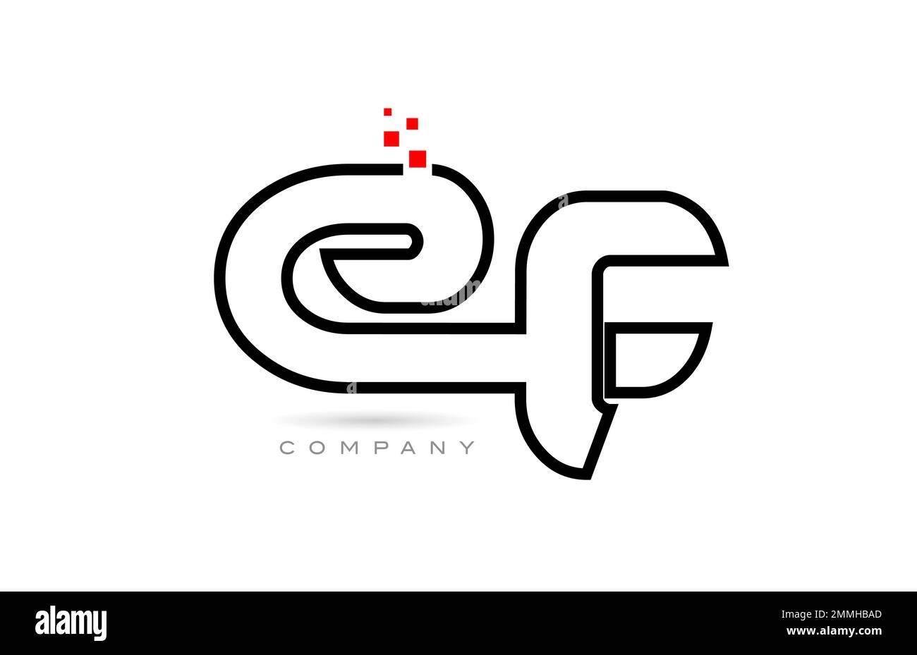 EF connected alphabet letter logo icon combination design with dots and