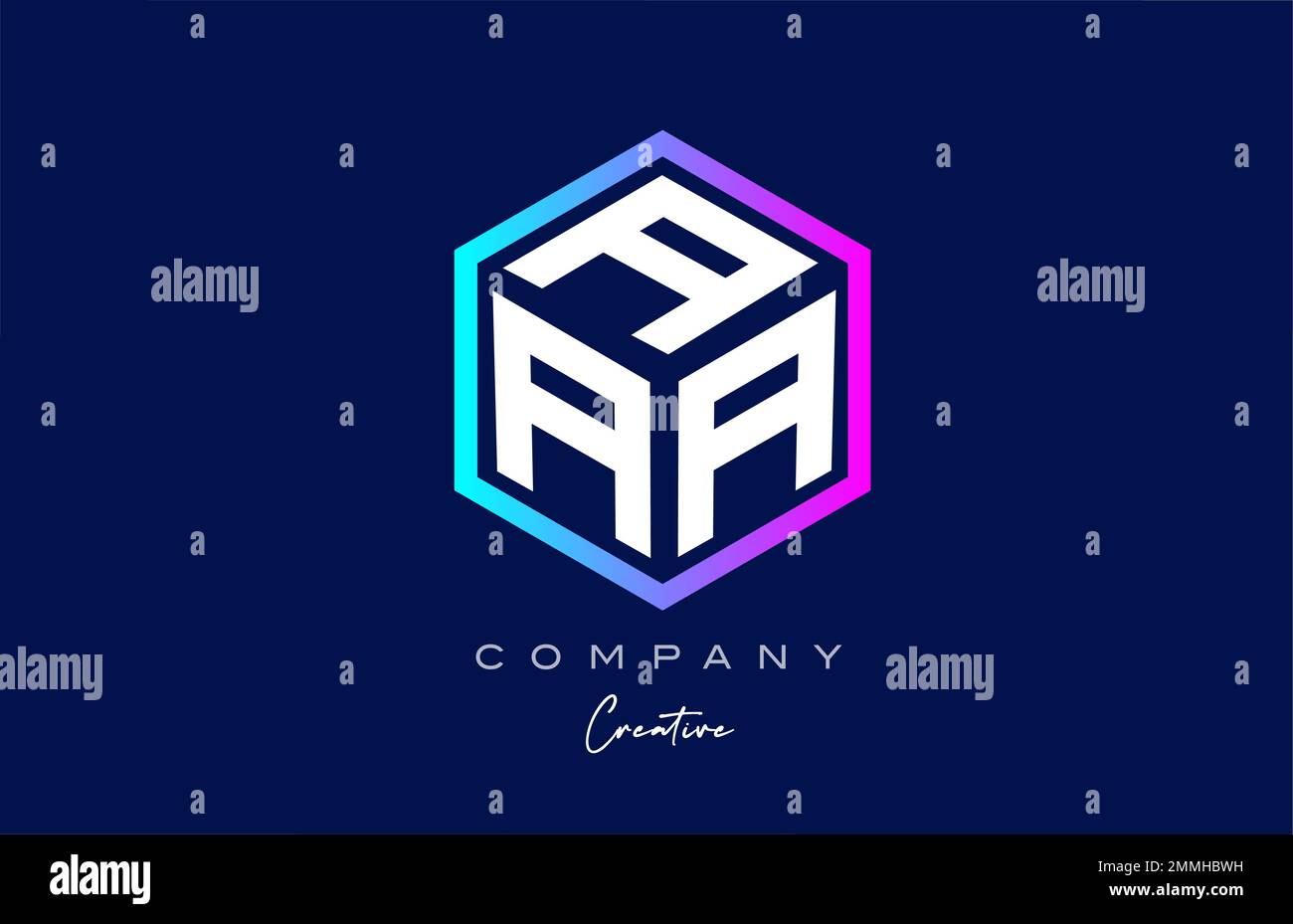 pink blue A three letter cube alphabet letter logo icon design with ...