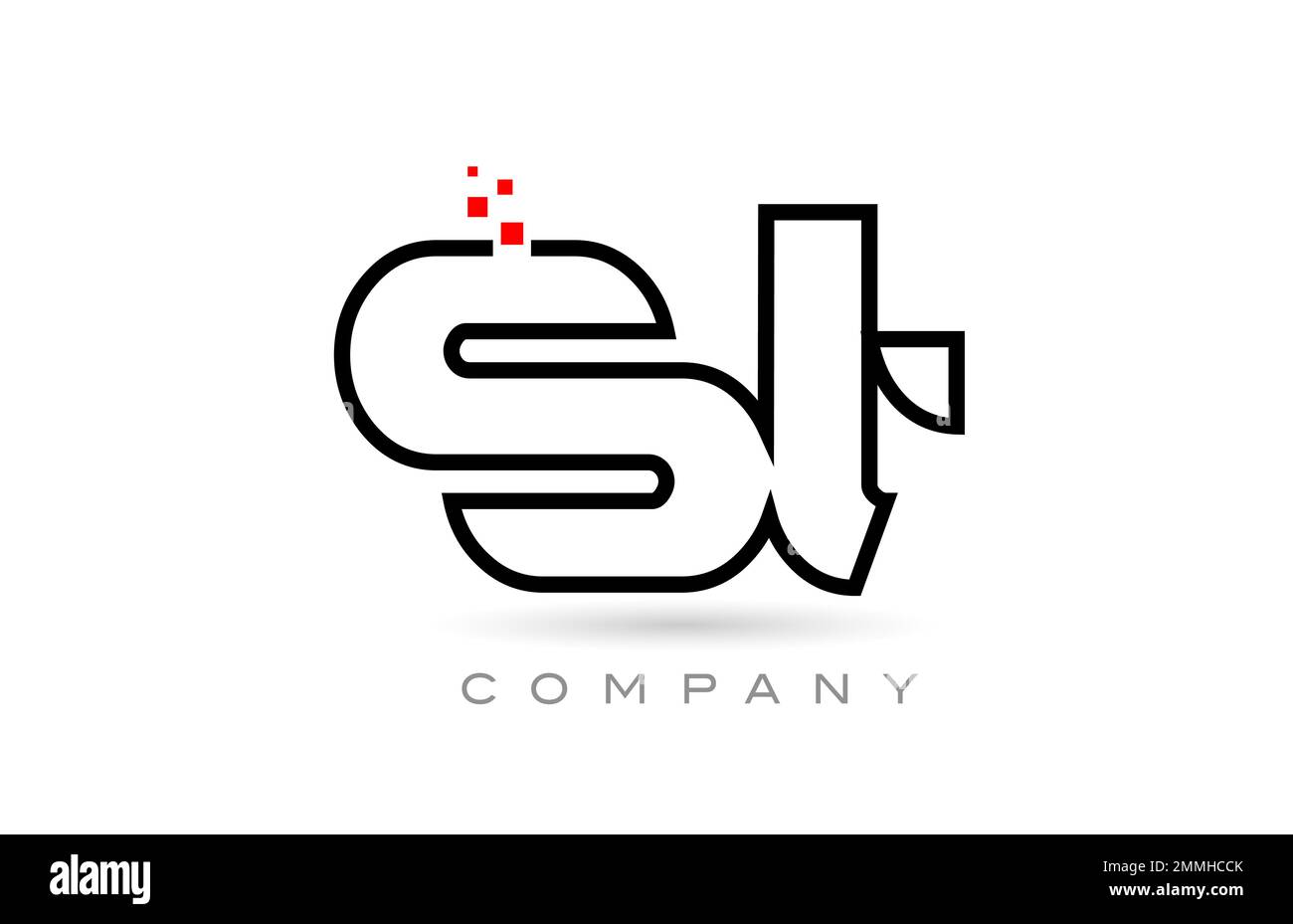 ST connected alphabet letter logo icon combination design with dots and ...