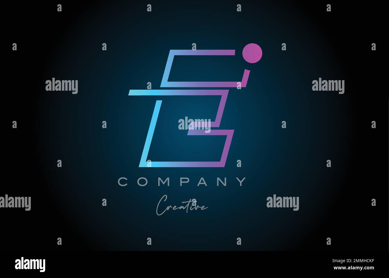 pink and blue E alphabet letter logo icon design with dot. Creative ...