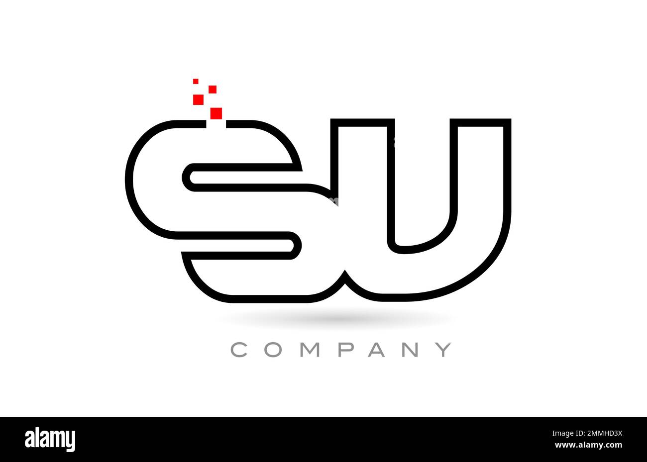 SV connected alphabet letter logo icon combination design with dots and red color. Creative template for business and company Stock Vector