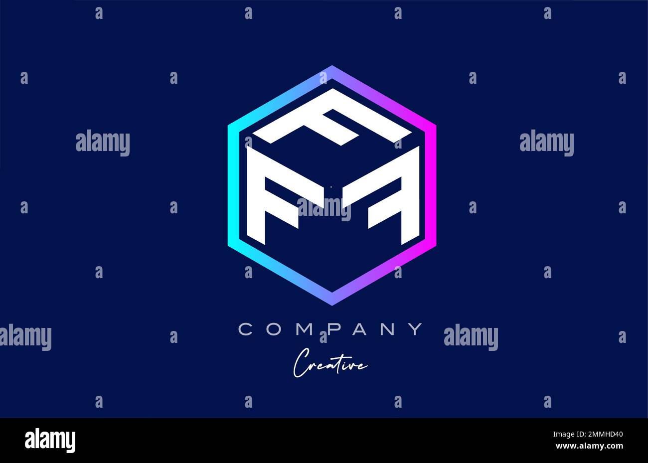 pink blue F three letter cube alphabet letter logo icon design with ...