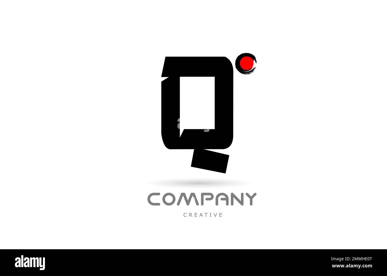 simple black and white Q alphabet letter logo icon design with japanese ...